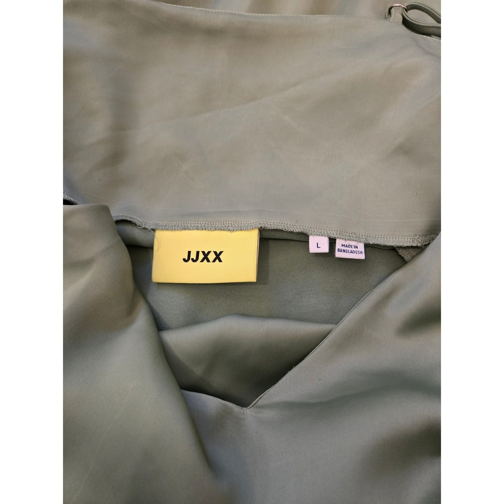 JJXX Sage Green Satin Midi Slip Dress V-Neck Adjustable Straps Size L - Picture 11 of 11